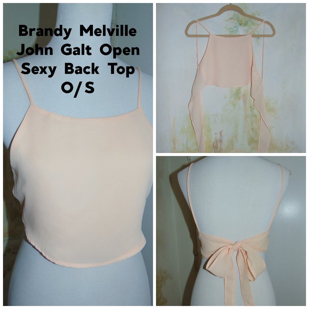 John Galt for Brandy Melville Top Women's One Size Light Peach Sexy Tie Back